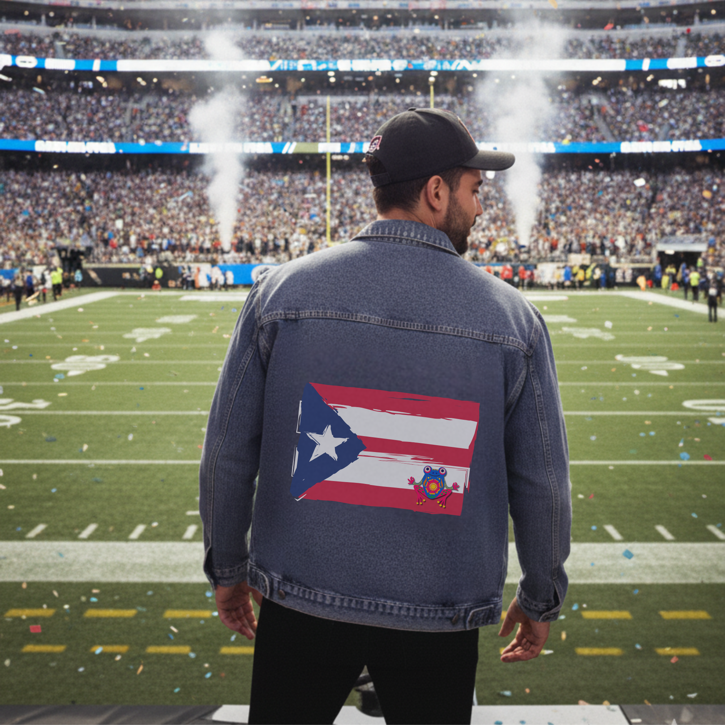 Unisex Puerto Rico Flag Coqui Denim Jacket