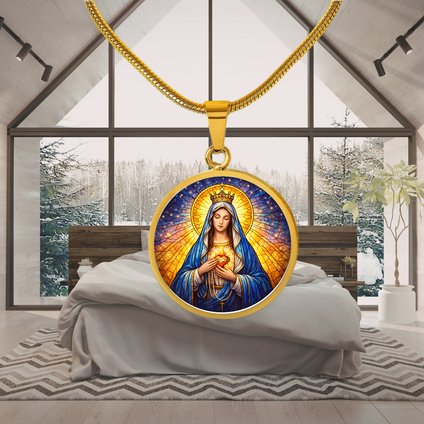 Immaculate Heart of Mary Necklace or Keychain, Catholic Marian Jewelry, Blessed Virgin Mary Pendant, Christian Faith Gift