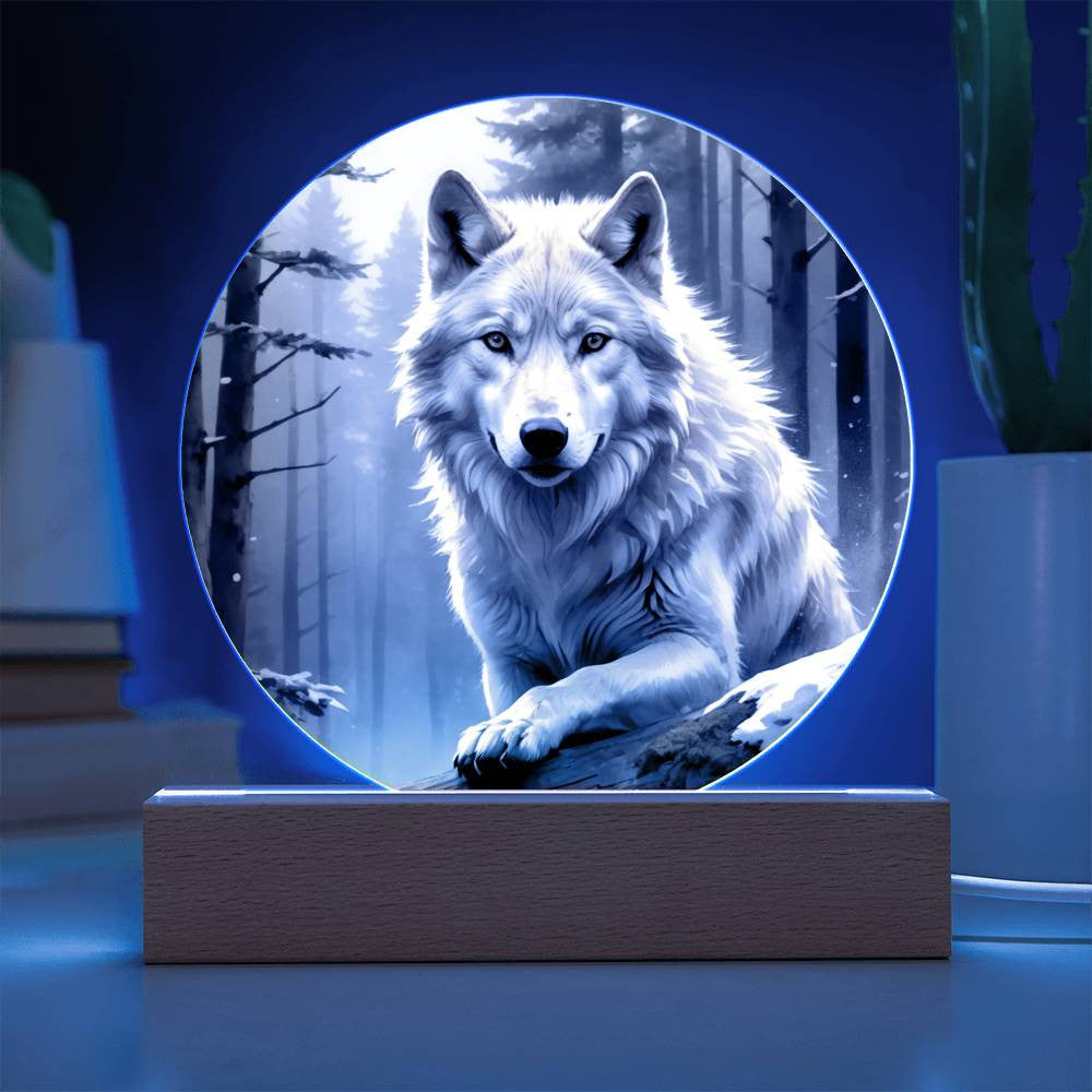 White Wolf in the Forest Plaque