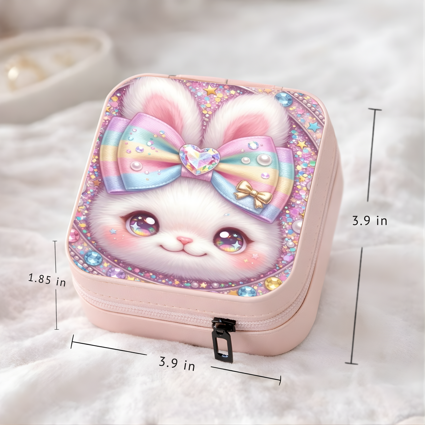 Cute Bunny Necklace or Keychain, Kawaii Easter Bunny Jewelry, Sparkle Rabbit Pendant for Teen Girl, Easter Basket Stuffer Gift
