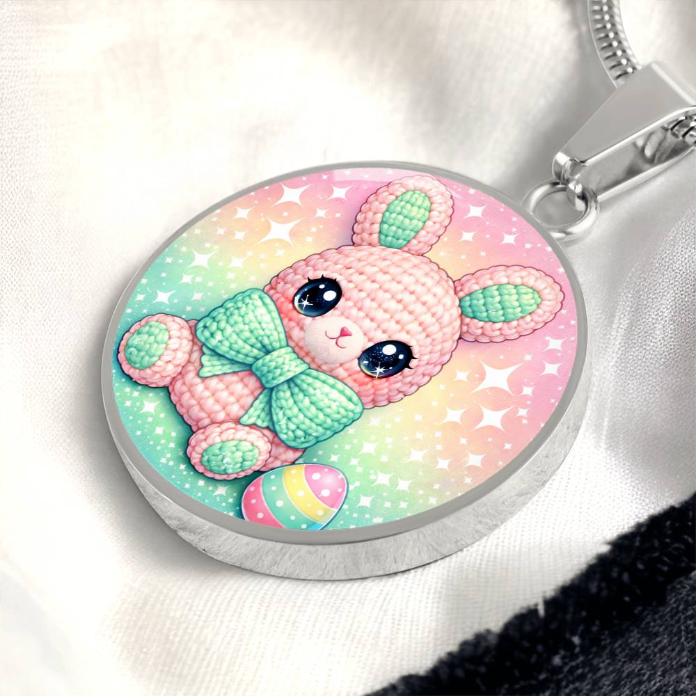 Crochet Bunny Necklace or Keychain, Cute Easter Bunny Jewelry, Kawaii Rabbit Pendant for Teen Girl, Easter Basket Stuffer Gift