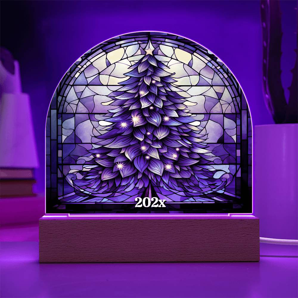 Stained Glass Style Christmas Tree Plaque