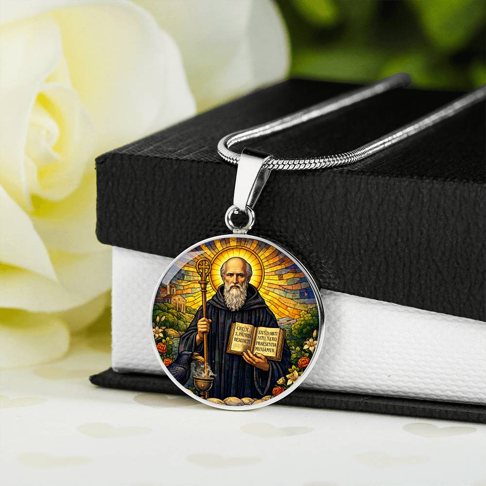 Saint Benedict Necklace or Keychain, Catholic Protection Medal Jewelry, Christian Faith Pendant Gift