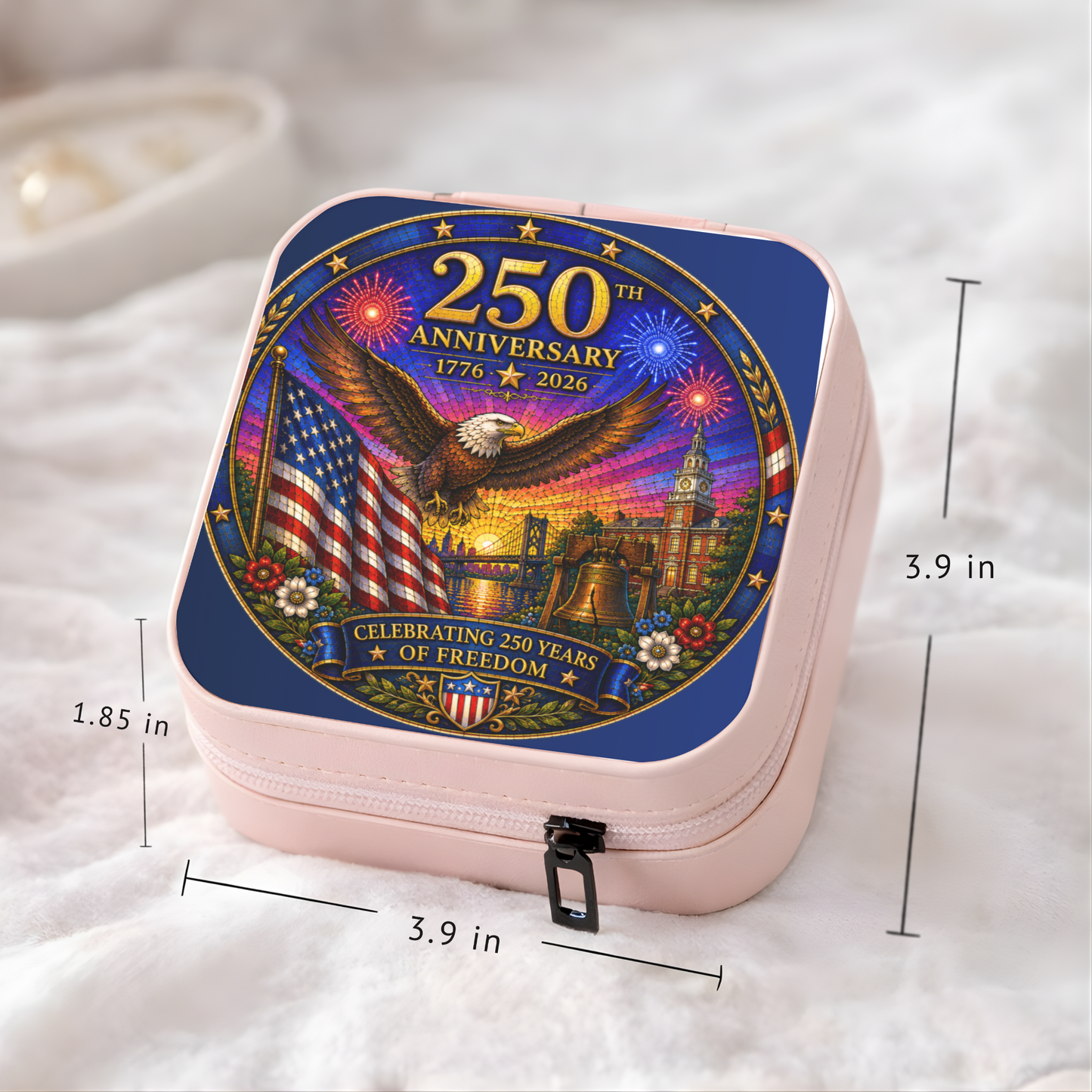 250th Anniversary Necklace or Keychain Stained Glass Style USA Commemorative Limited Edition Freedom Keepsake