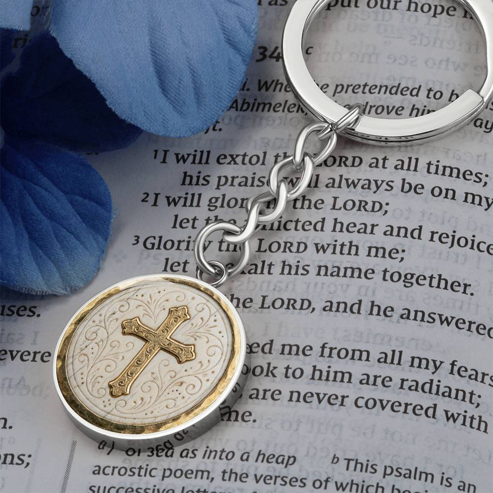 Ornate Cross Necklace or Keychain, Catholic Necklace for Women, Christian Jewelry Gift, Elegant Religious Pendant Gift