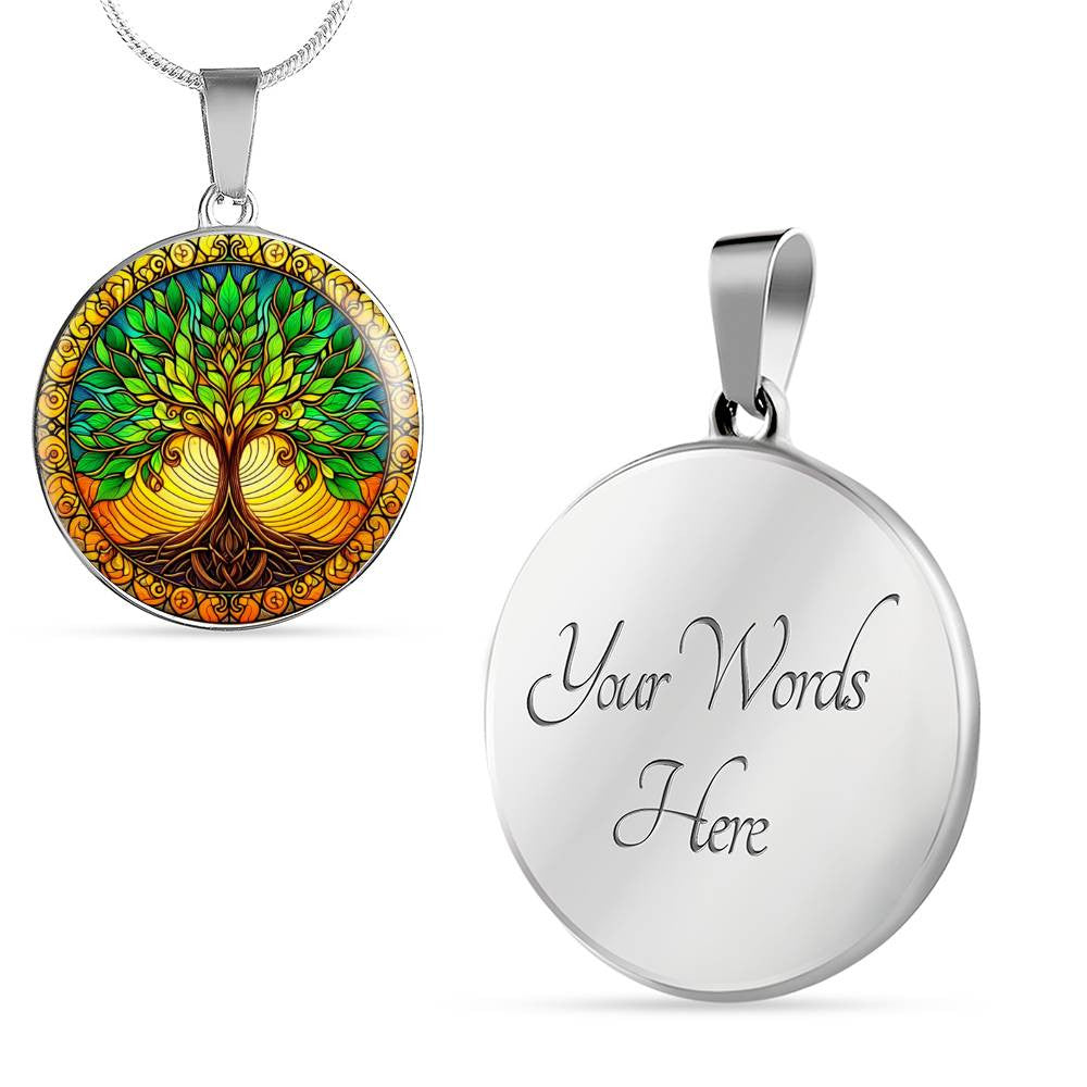 Stained Glass Gold Tree of Life Necklace and Bangle Bracelet