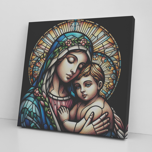 Virgin Mary and Baby Jesus Canvas Wall Art