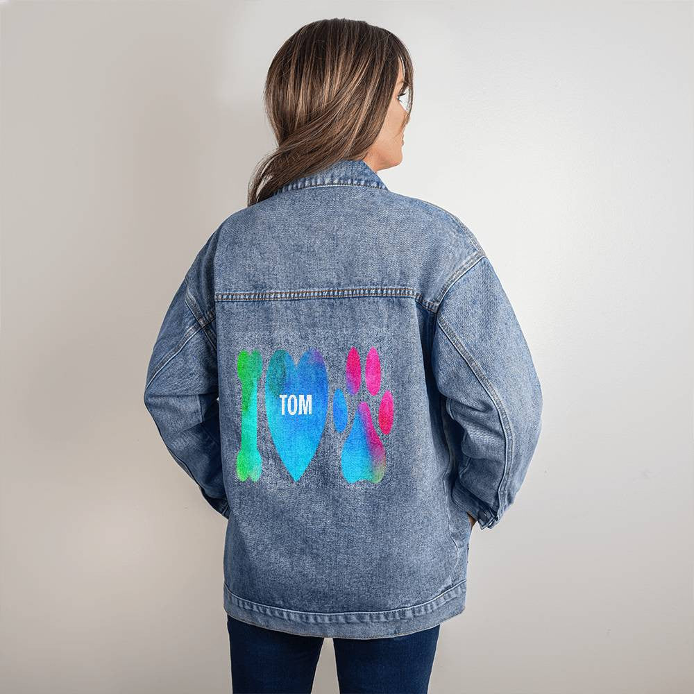 Personalized I Love Dogs Denim Jacket