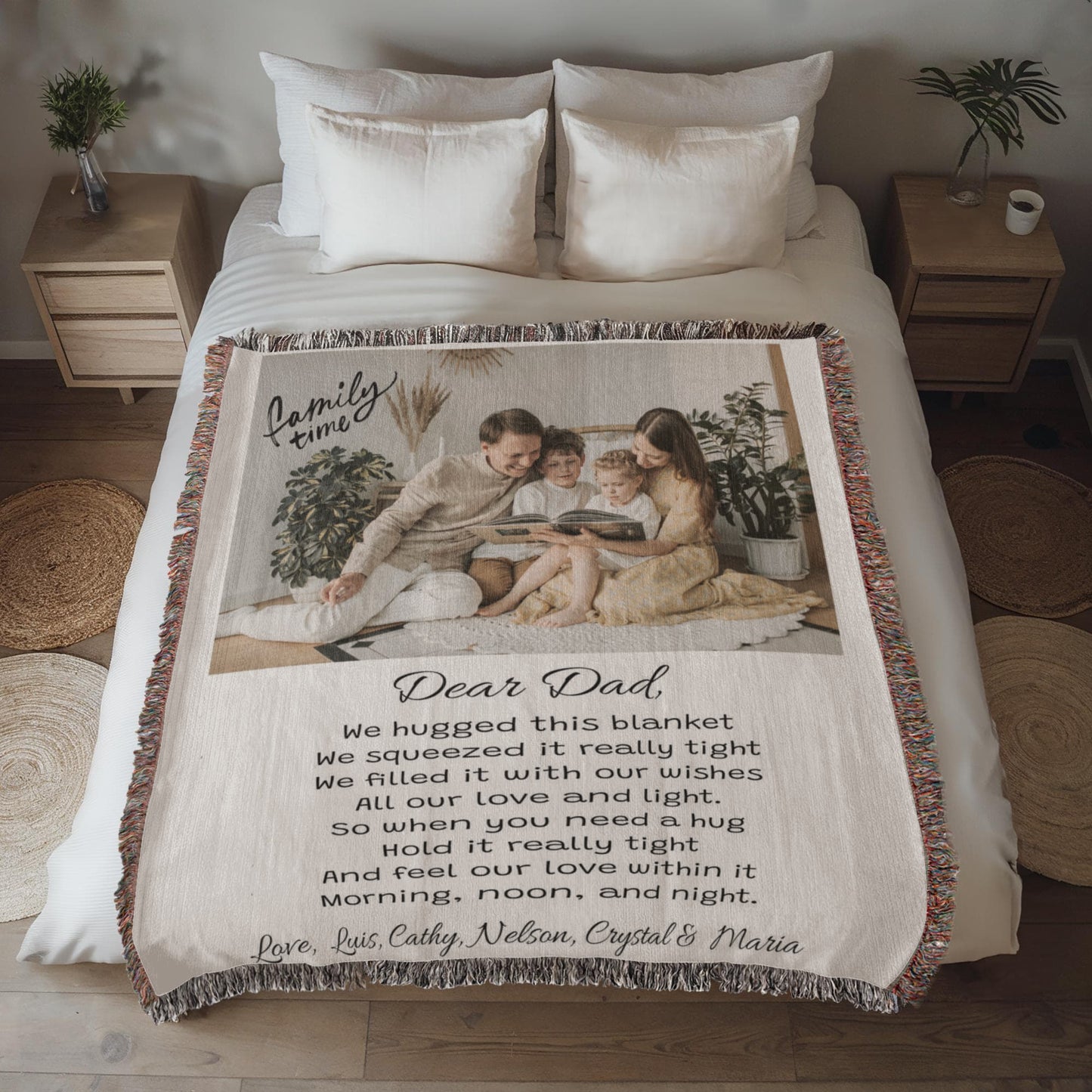 Personalized Grandpas Dad Blanket, Custom Grandpa Gift with Kids Name, Father’s Day Gift from Kids, Sentimental Gift for Dad, Custom Family