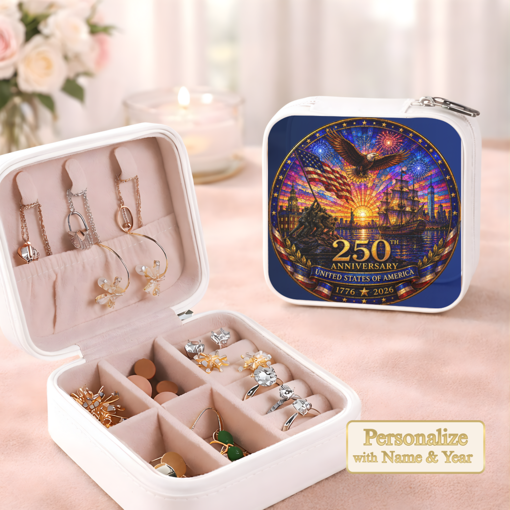 250th Anniversary United States of America Necklace or Keychain Stained Glass Style Patriotic Eagle Ship USA Commemorative Limited Edition