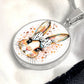 Watercolor Bunny Necklace or Keychain, Cute Easter Bunny Jewelry, Rabbit Pendant for Teen Girl, Easter Basket Stuffer Gift