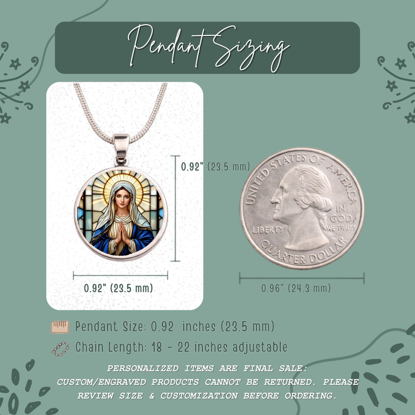 Virgin Mary Necklace or Keychain, Catholic Necklace for Women, Marian Jewelry Gift, Christian Gift for Her, Religious Pendant