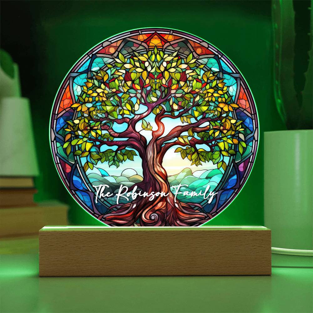 Tree of Life Stained Glass Style Plaque