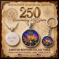 America 250 Years Necklace or Keychain Stained Glass Style USA Commemorative Limited Edition Patriotic Keepsake