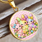Cute Bunny Necklace or Keychain, Easter Bunny Trio Jewelry, Pastel Rabbit Pendant for Teen Girl, Easter Basket Stuffer Gift