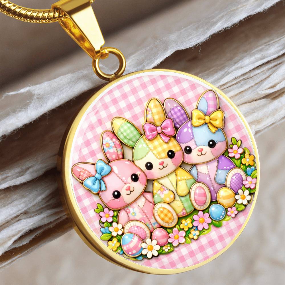 Cute Bunny Necklace or Keychain, Easter Bunny Trio Jewelry, Pastel Rabbit Pendant for Teen Girl, Easter Basket Stuffer Gift