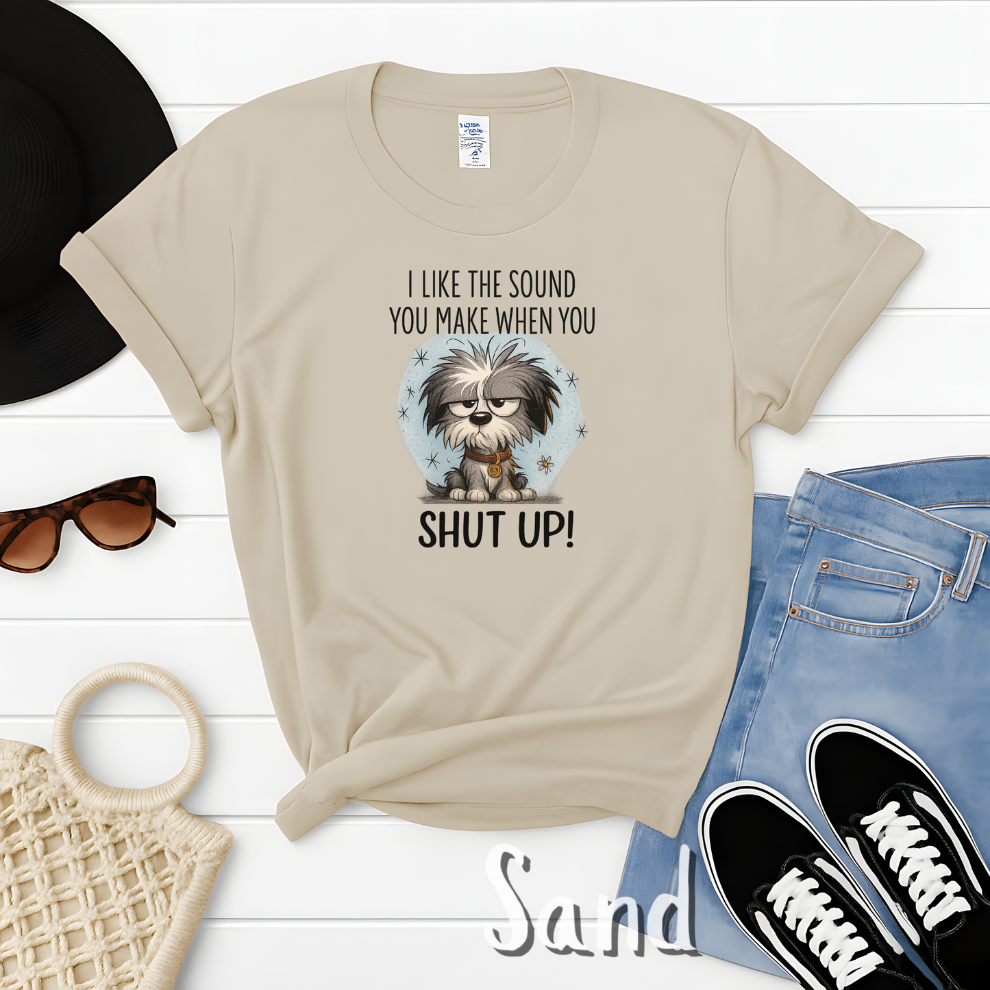 Funny Grumpy Dog T-Shirt – I Like the Sound You Make When You Shut Up Shirt – Sarcastic Unisex Tee for Dog Lovers & Pet Parents