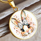 Watercolor Bunny Necklace or Keychain, Cute Easter Bunny Jewelry, Rabbit Pendant for Teen Girl, Easter Basket Stuffer Gift