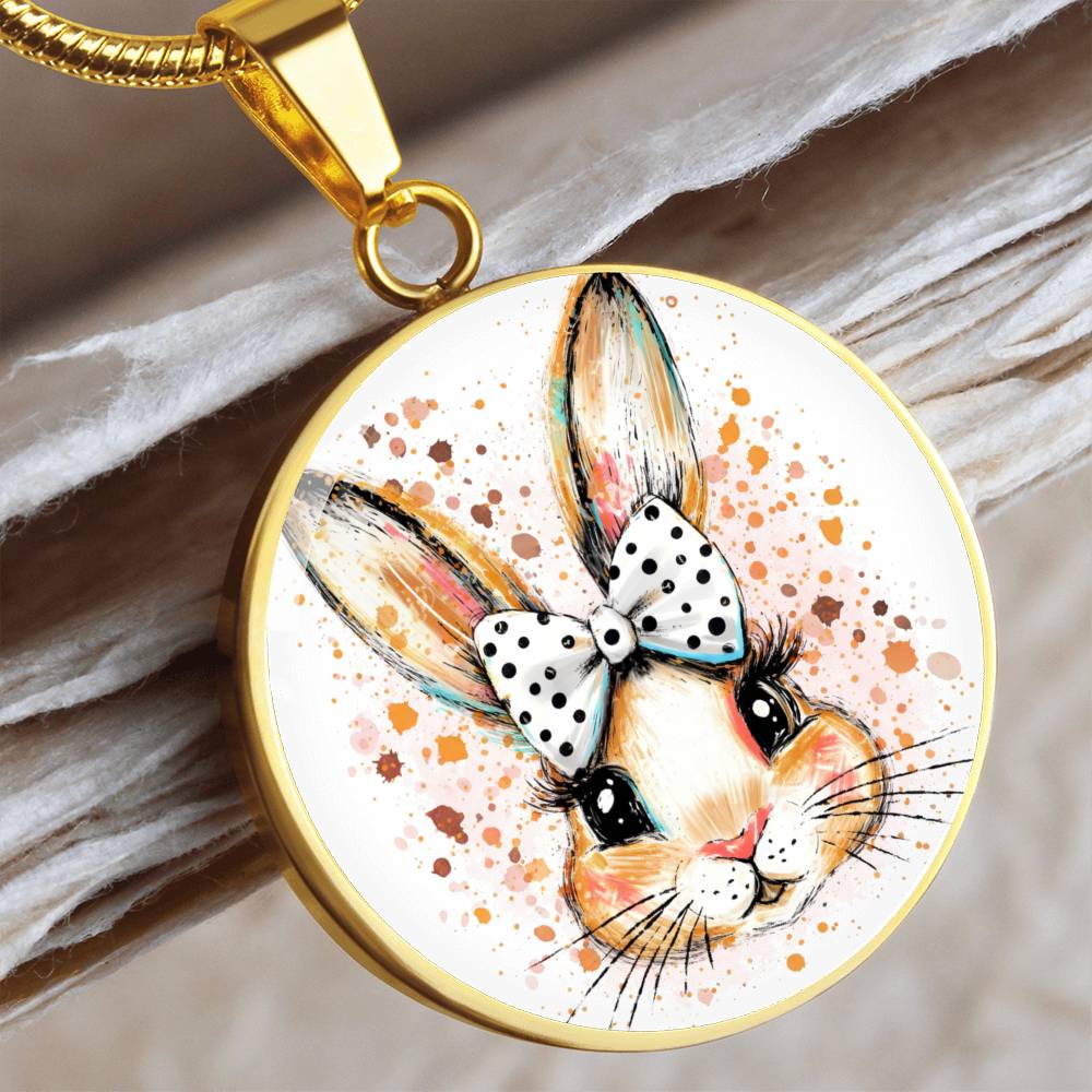 Watercolor Bunny Necklace or Keychain, Cute Easter Bunny Jewelry, Rabbit Pendant for Teen Girl, Easter Basket Stuffer Gift