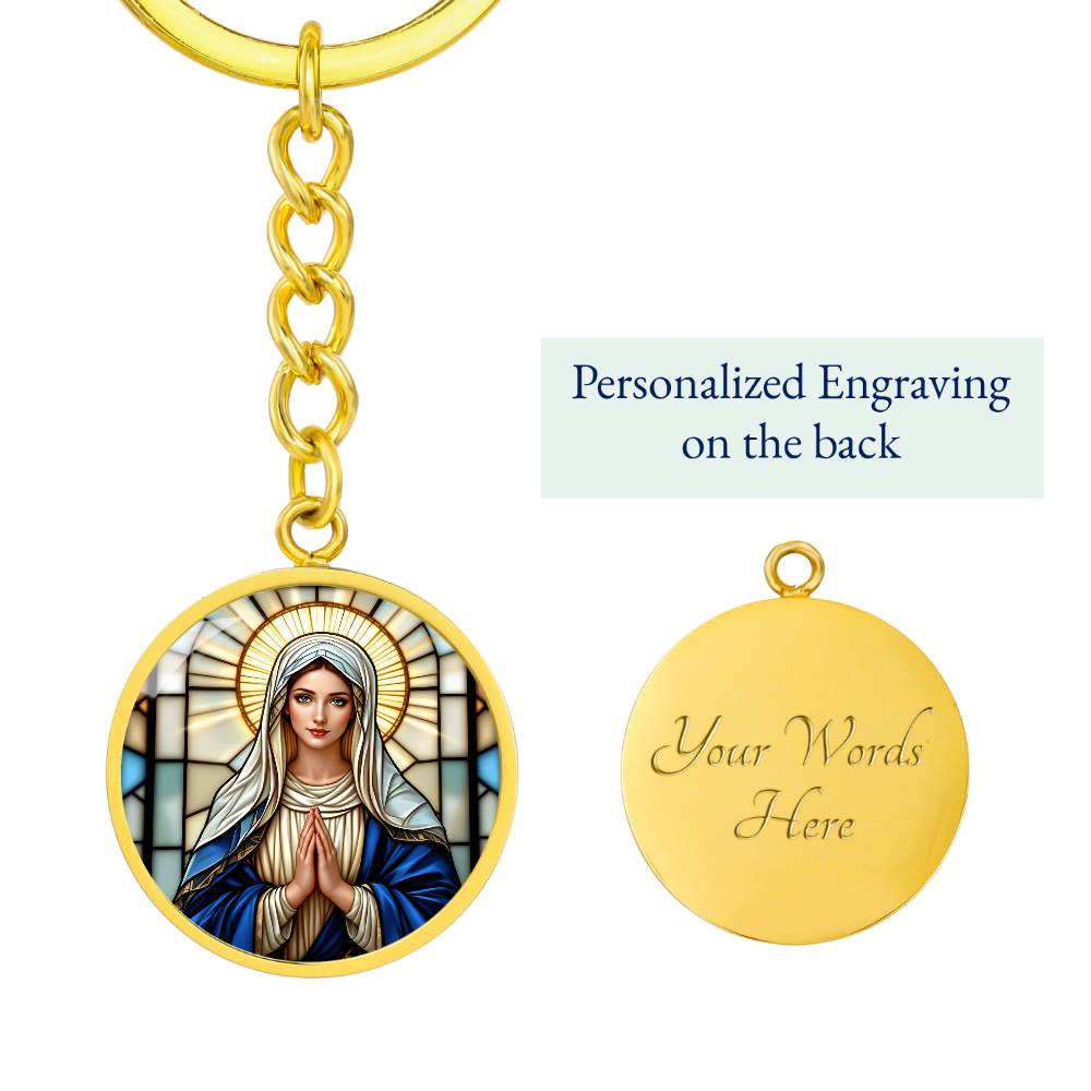 Virgin Mary Necklace or Keychain, Catholic Necklace for Women, Marian Jewelry Gift, Christian Gift for Her, Religious Pendant