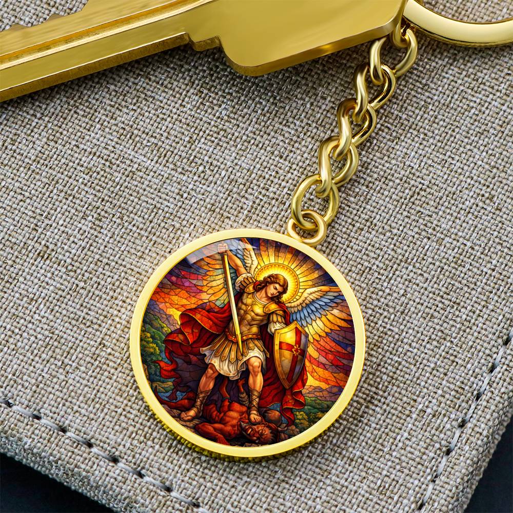 Archangel Michael Necklace or Keychain, Saint Michael Protection Jewelry, Catholic Warrior Angel Pendant Gift