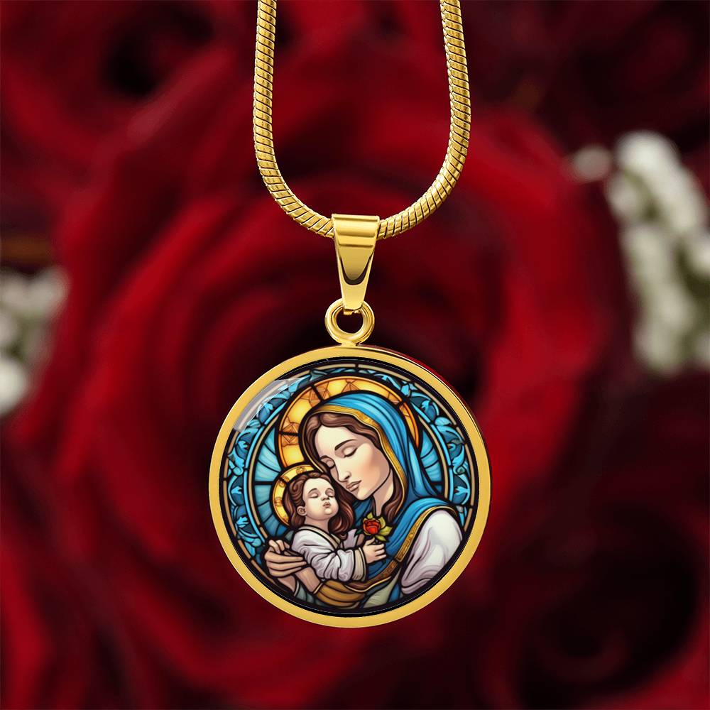 Personalized Virgin Mary & Baby Jesus Necklace
