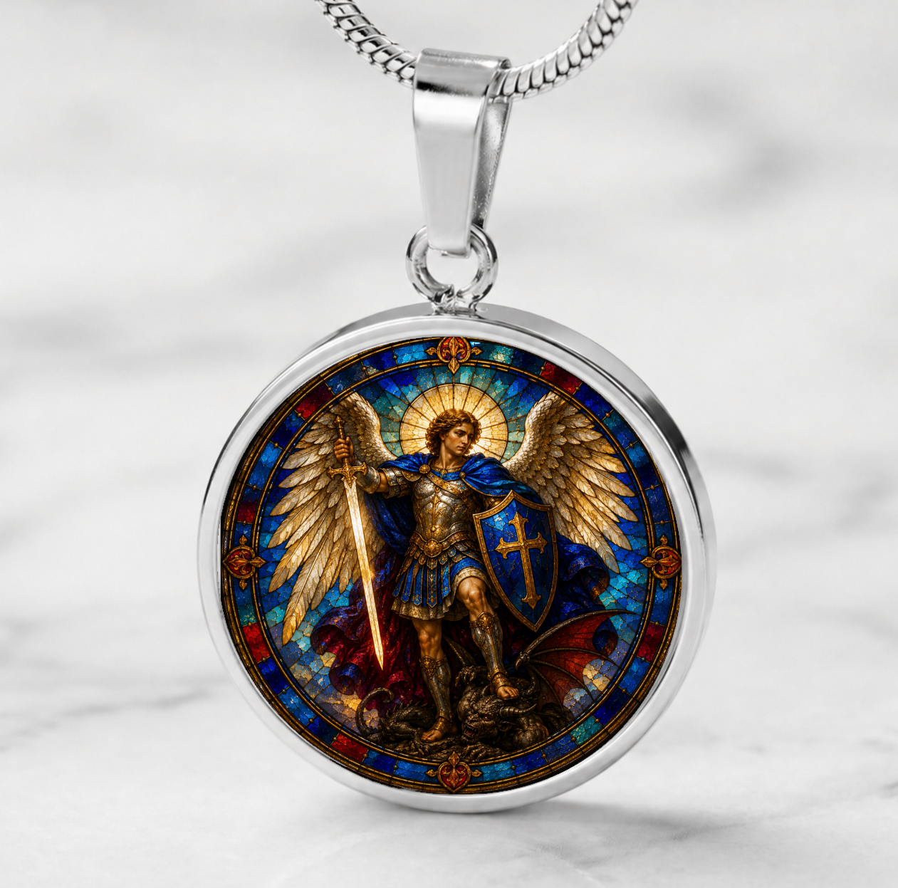 Archangel Michael Necklace or Keychain, Saint Michael Catholic Necklace, Protection Jewelry, Religious Keepsake Gift