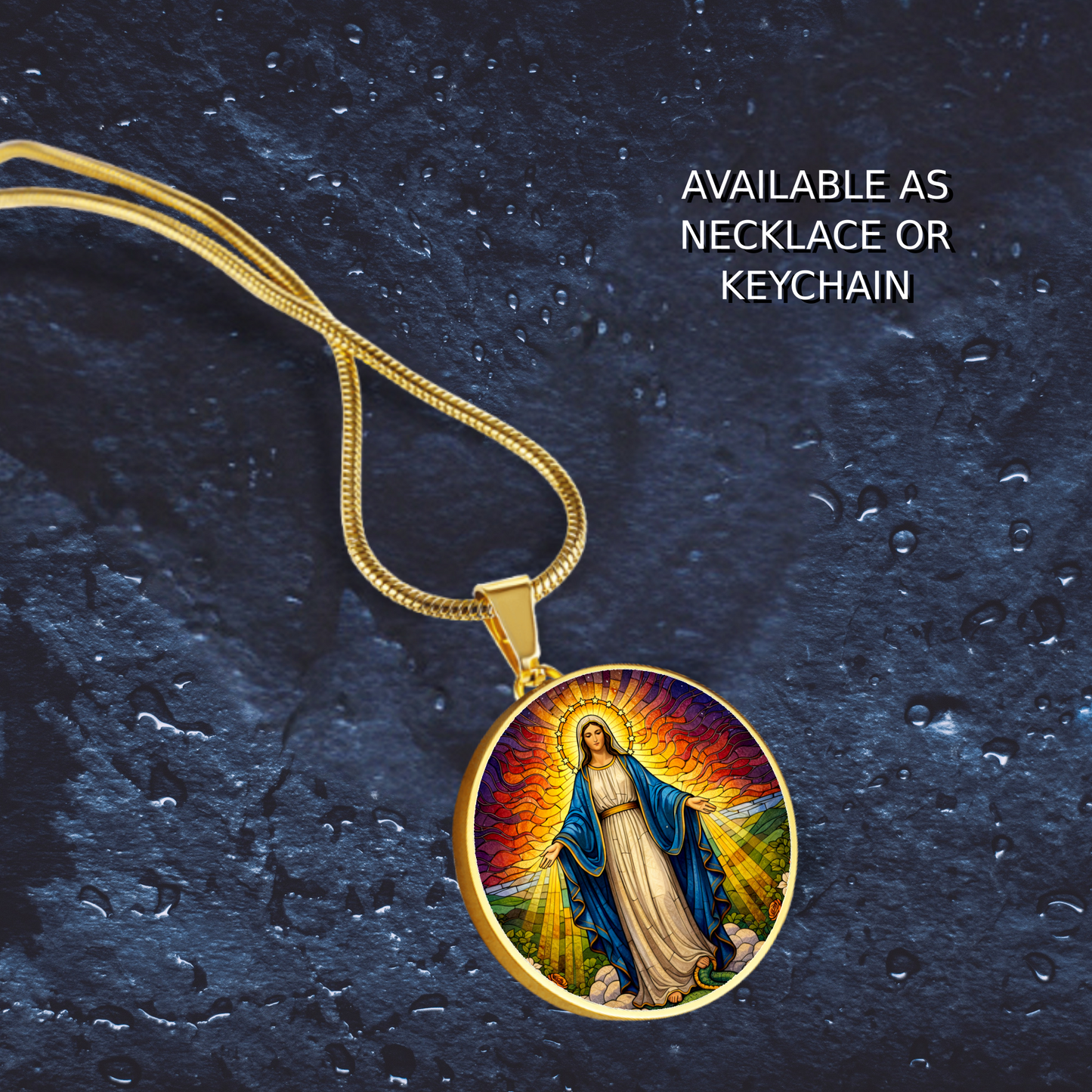 Our Lady of Grace Necklace or Keychain, Blessed Virgin Mary Catholic Jewelry, Marian Faith Pendant Gift