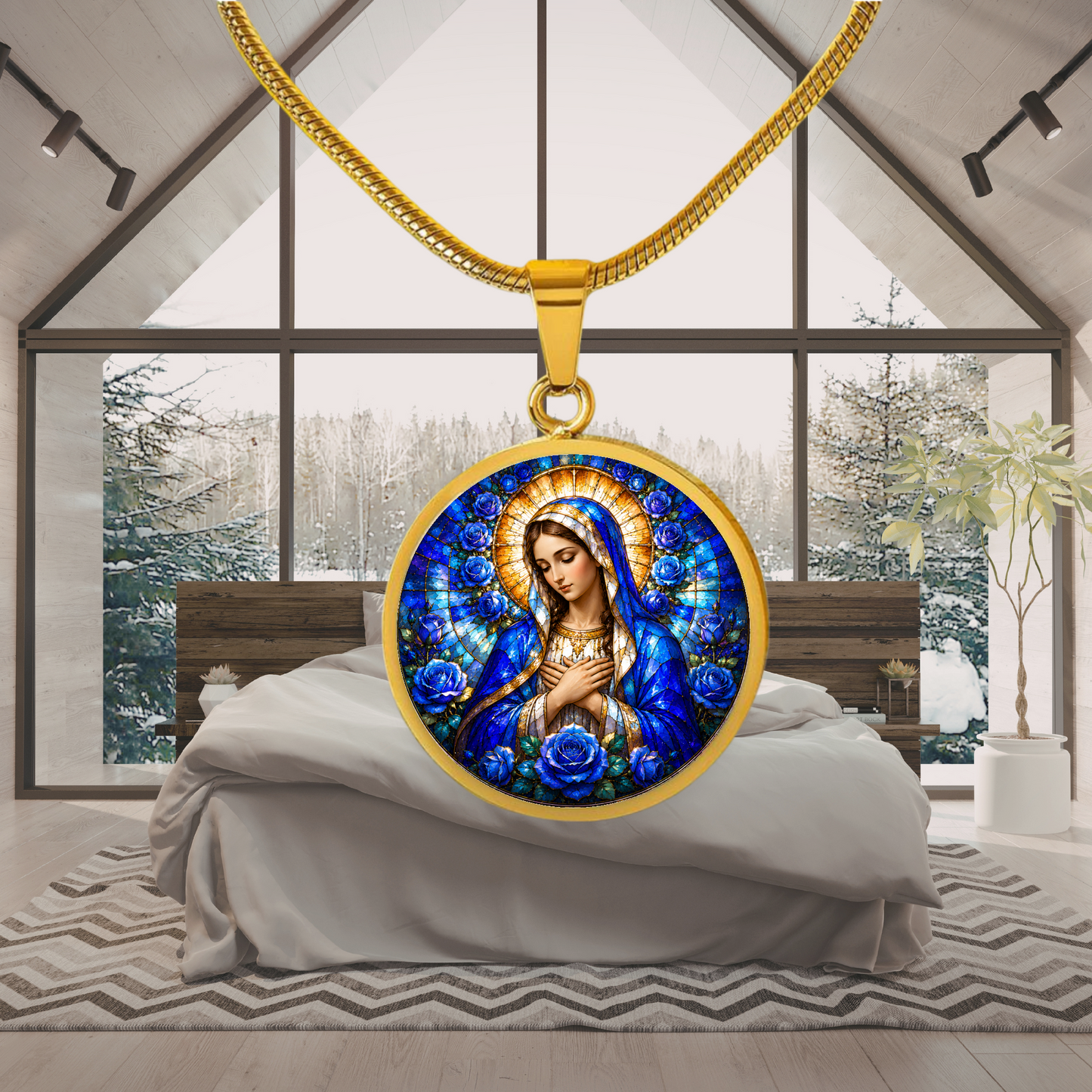 Virgin Mary Necklace or Keychain, Catholic Necklace, Blessed Mother Jewelry, Religious Keepsake Gift