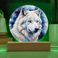 White Wolf Plaque Gift