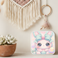 Crochet Bunny Necklace or Keychain, Cute Easter Bunny Jewelry, Pastel Rabbit Pendant for Teen Girl, Easter Basket Stuffer Gift