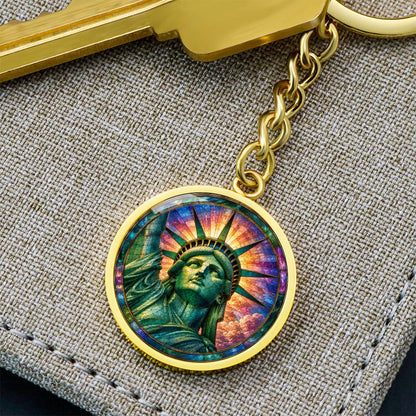 Statue of Liberty Necklace or Keychain, Stained Glass Style New York City NYC Travel Souvenir Gift