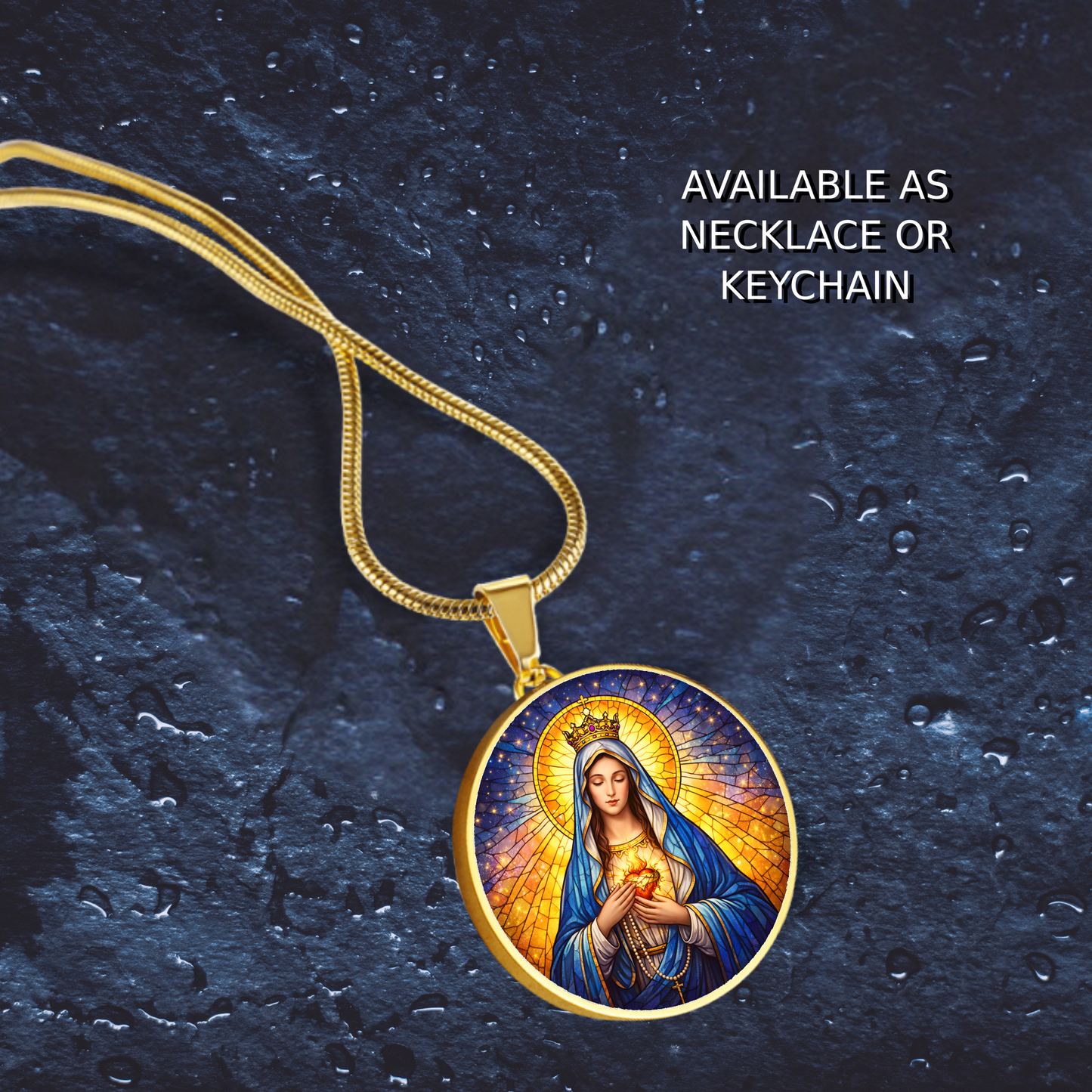 Immaculate Heart of Mary Necklace or Keychain, Catholic Marian Jewelry, Blessed Virgin Mary Pendant, Christian Faith Gift