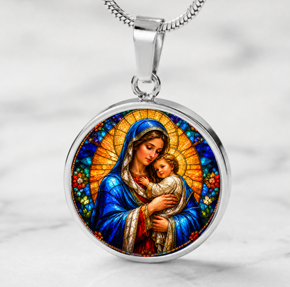 Mary and Baby Jesus Necklace or Keychain, Catholic Necklace, Virgin Mary Jewelry, Religious Keepsake Gift