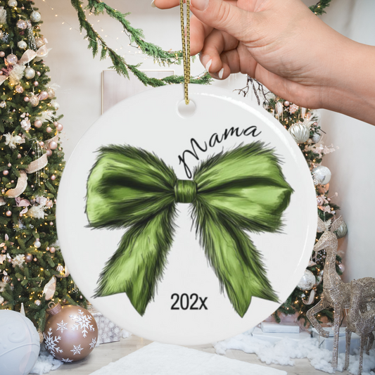 Personalized Coquette Grinch Bow Ornament