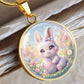 Cute Bunny Necklace or Keychain, Easter Bunny Jewelry, Pastel Rabbit Pendant for Teen Girl, Easter Basket Stuffer Gift