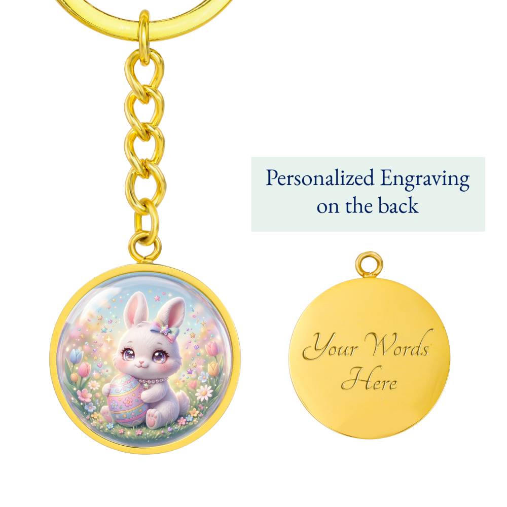 Cute Bunny Necklace or Keychain, Easter Bunny Jewelry, Pastel Rabbit Pendant for Teen Girl, Easter Basket Stuffer Gift