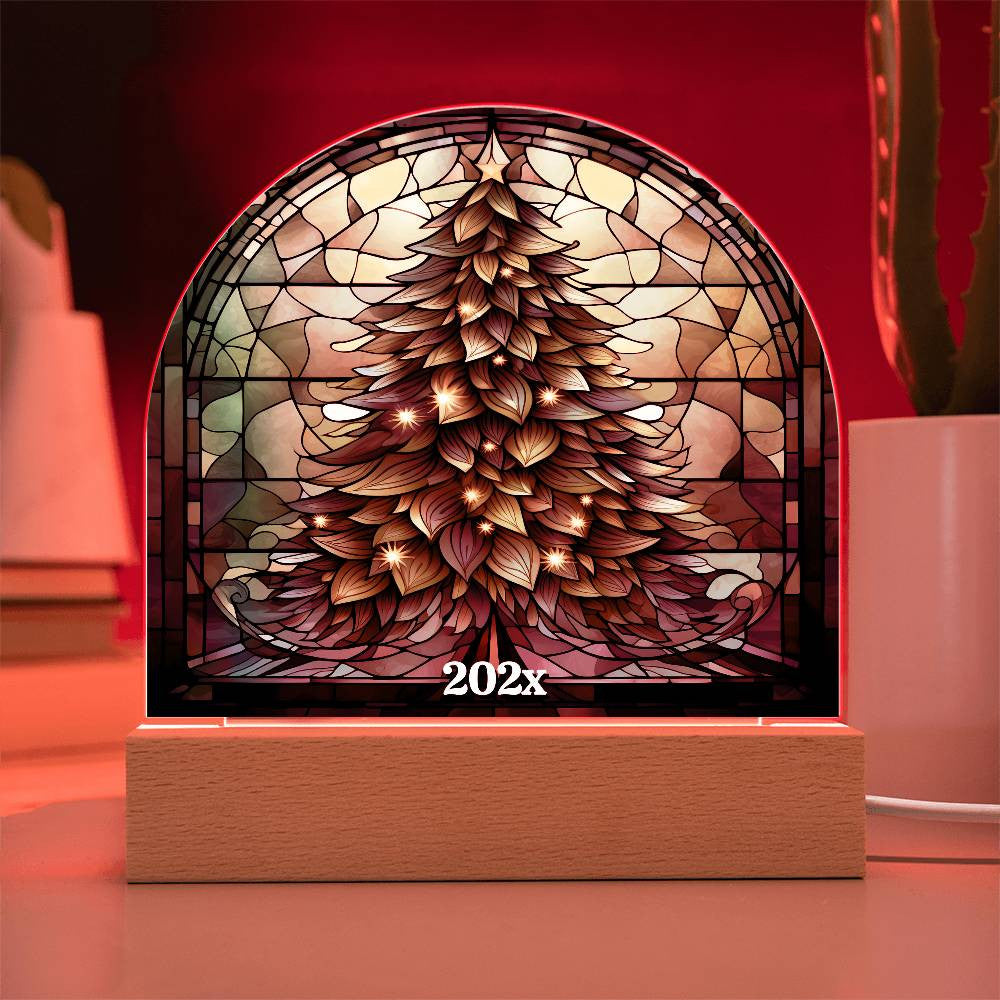 Stained Glass Style Christmas Tree Plaque