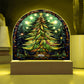 202x Christmas Tree Colorful Stained Glass Acrylic Dome Plaque