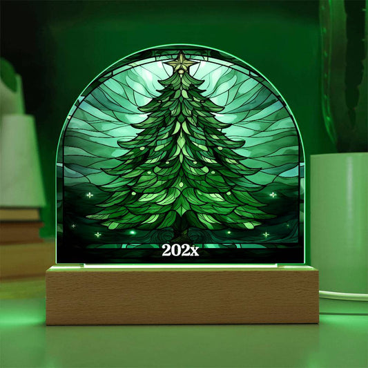 Christmas Tree Stained Glass Style Acrylic Plaque