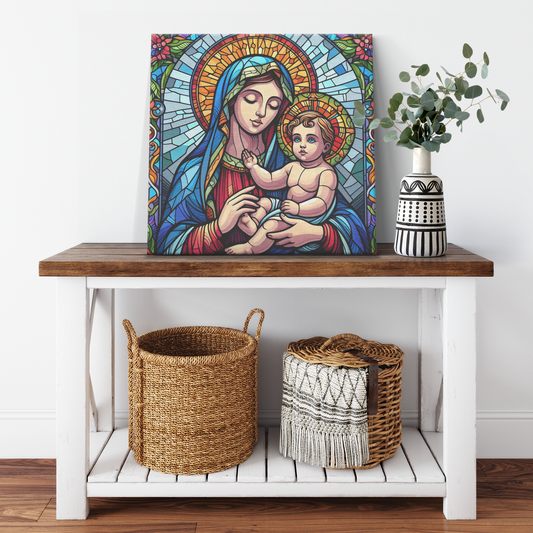 Virgin Mary and Baby Jesus Canvas Wall Art