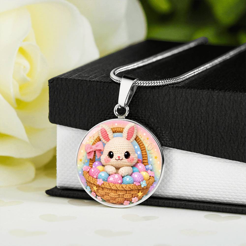 Crochet Bunny Necklace or Keychain, Easter Basket Bunny Jewelry, Cute Rabbit Pendant for Teen Girl, Easter Basket Stuffer Gift