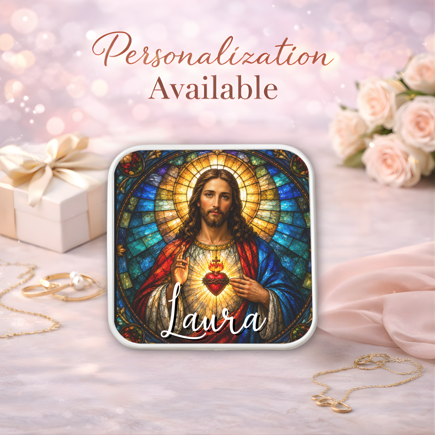 Sacred Heart of Jesus Necklace or Keychain, Catholic Necklace, Christian Jewelry, Religious Keepsake Gift