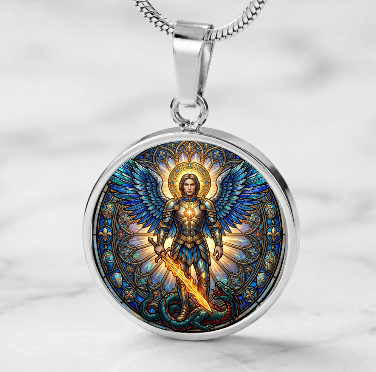Archangel Michael Necklace or Keychain, Saint Michael Catholic Necklace, Protection Jewelry, Religious Keepsake Gift
