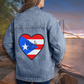 Unisex Puerto Rico Heart Flag Denim Jacket