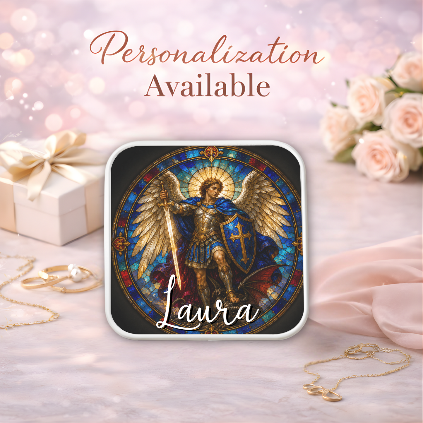 Archangel Michael Necklace or Keychain, Saint Michael Catholic Necklace, Protection Jewelry, Religious Keepsake Gift