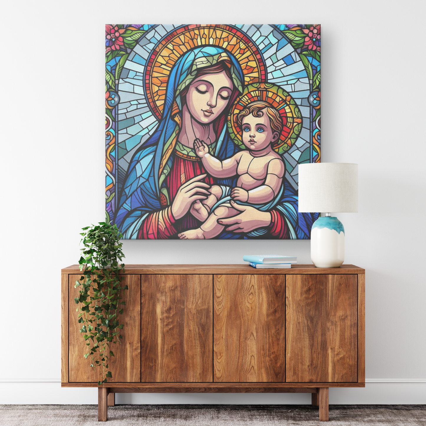 Virgin Mary and Baby Jesus Canvas Wall Art