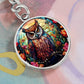 Personalized Stained Glass Look Owl Keychain