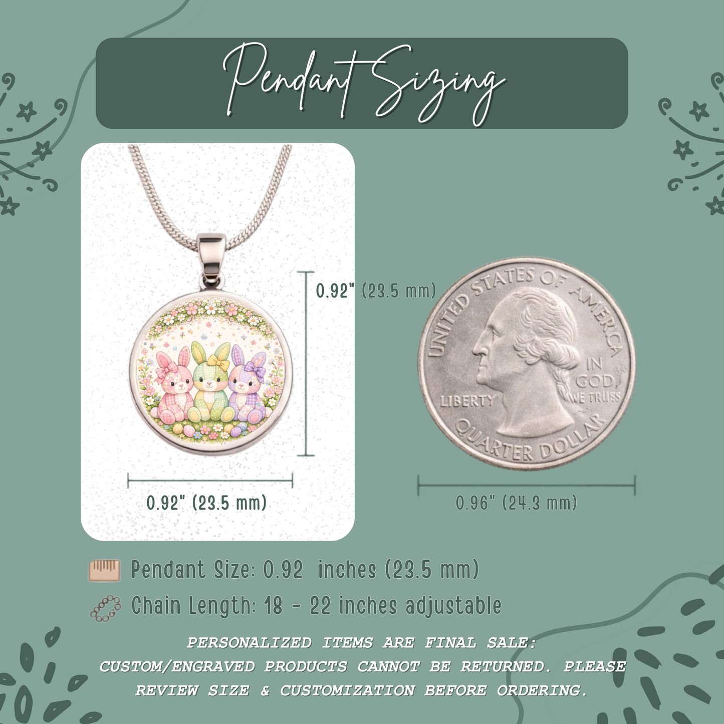 Floral Bunny Necklace or Keychain, Easter Bunny Trio Jewelry, Pastel Rabbit Pendant, Easter Basket Stuffer Gift for Teen Girl