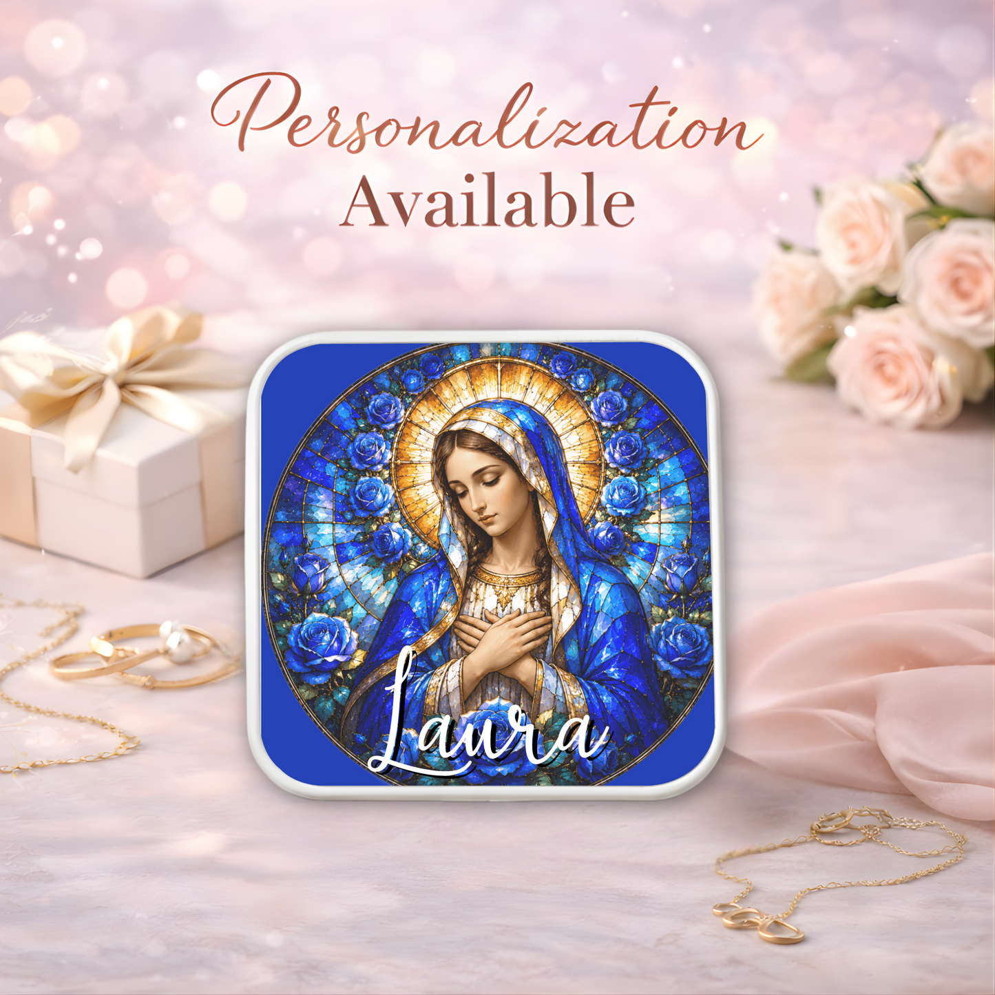 Virgin Mary Necklace or Keychain, Catholic Necklace, Blessed Mother Jewelry, Religious Keepsake Gift